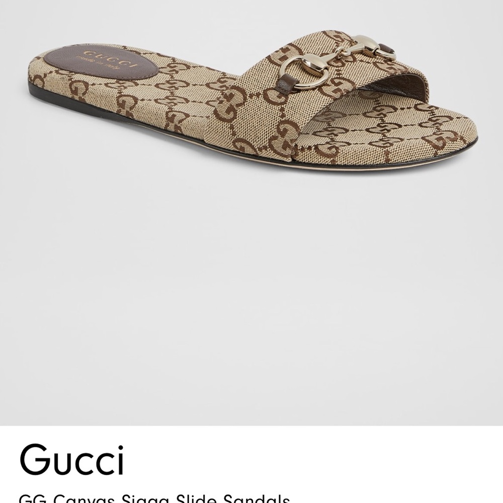 Gucci Beige and Brown GG Slide Sandals - Picture 10 of 14